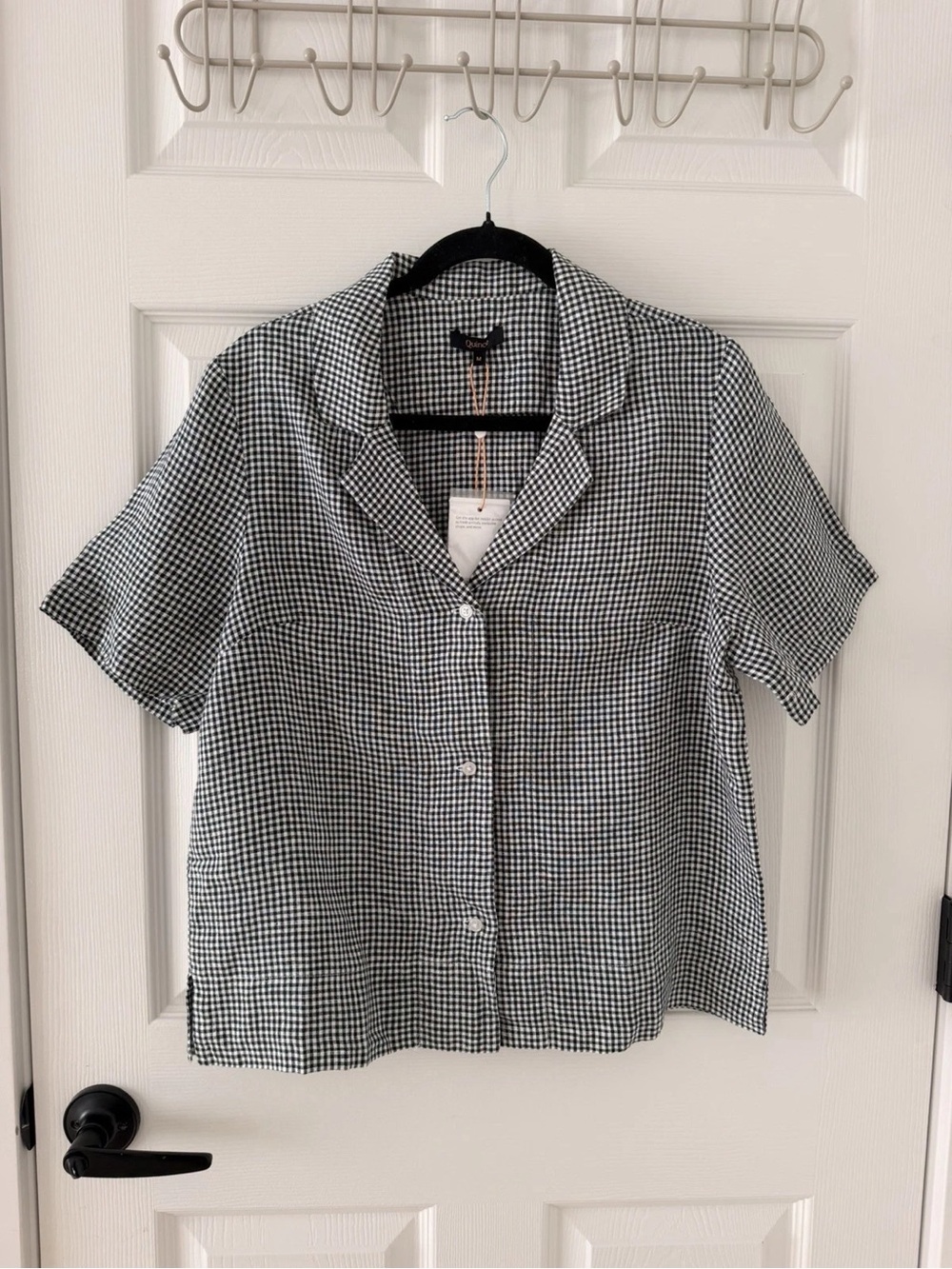 Quince Black and White Gingham Button-Down Shirt